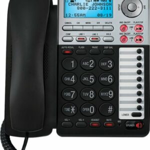 AT&T - ML17939 2-Line Corded Phone with Digital Answering System - Black/Silver