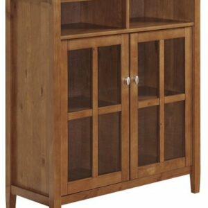 Simpli Home - Warm Shaker Wood 2-Door 6-Shelf Media Cabinet - Honey Brown