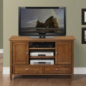 Simpli Home - Warm Shaker TV Cabinet for Most TVs Up to 52" - Honey Brown