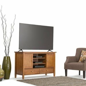 Simpli Home - Warm Shaker TV Cabinet for Most TVs Up to 52" - Honey Brown