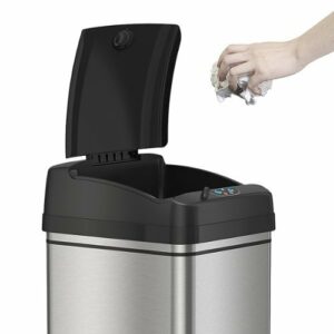 iTouchless - 13-Gal. Touchless Trash Can - Stainless Steel/Black