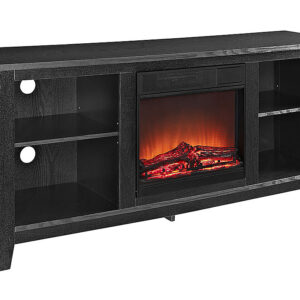 Walker Edison - 58" Open Storage Fireplace TV Stand for Most TVs Up to 65" - Black