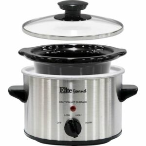 Elite Gourmet - 1.5Qt. Mini Slow Cooker - Stainless Steel