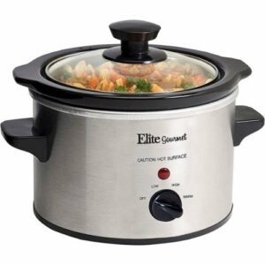 Elite Gourmet - 1.5Qt. Mini Slow Cooker - Stainless Steel