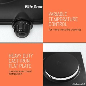 Elite Gourmet - Electric Single Cast Burner - Black