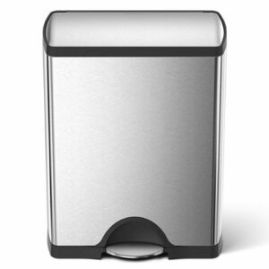 simplehuman - 46 Liter Dual Compartment Rectangular Step Can - Stainless-Steel