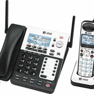 AT&T - SB67138 SynJ® Expandable 4-Line Corded/Cordless Small Business Phone System - Black/Silver