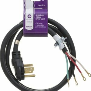 Smart Choice - 6' 30-Amp 4-Prong Dryer Cord with Eyelet Terminals - Black