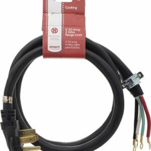 Smart Choice - 6' 50 Amp 4-Prong Range Cord - Black