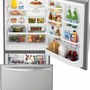 Whirlpool - 18.7 Cu. Ft. Bottom-Freezer Refrigerator with Spillguard Glass Shelves - Monochromatic Stainless Steel