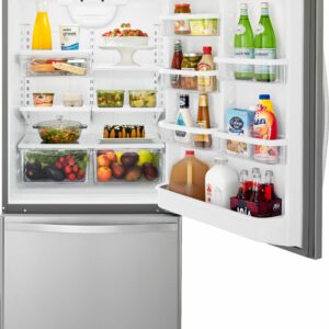 Whirlpool - 18.7 Cu. Ft. Bottom-Freezer Refrigerator with Spillguard Glass Shelves - Monochromatic Stainless Steel