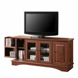 Walker Edison - 52" DVD Media Storage TV Stand for Most Flat-Panel TV's up to 58" - Brown