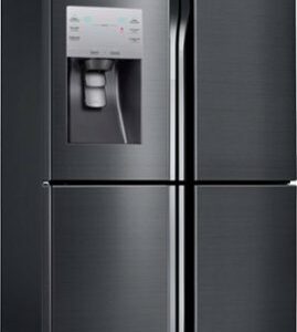 Samsung - 22.5 cu. ft. 4-Door Flex French Door Counter Depth Refrigerator with Convertible Zone - Black Stainless Steel