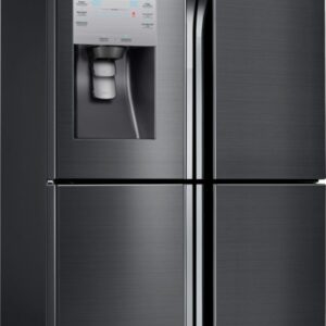 Samsung - 22.5 cu. ft. 4-Door Flex French Door Counter Depth Refrigerator with Convertible Zone - Black Stainless Steel