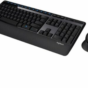 Logitech - MK345 Wireless Ergonomic Membrane Keyboard and Mouse Bundle for PC - Black/blue