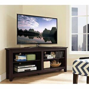 Walker Edison - Corner Open Shelf TV Stand for Most Flat-Panel TV's up to 60" - Espresso