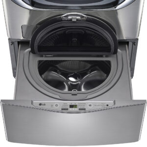 LG - SideKick 1.0 Cu. Ft. High-Efficiency Smart Top Load Pedestal Washer with 3-Motion Technology - Graphite Steel