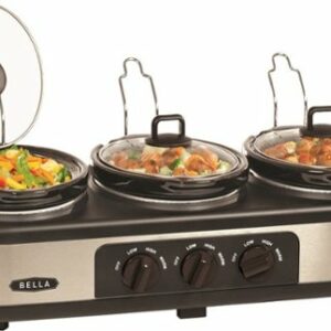 Bella - 3 x 1.5-Quart Triple Slow Cooker - Stainless Steel/Black