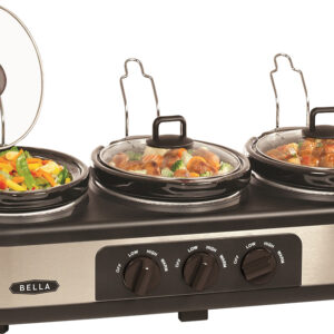 Bella - 3 x 1.5-Quart Triple Slow Cooker - Stainless Steel/Black