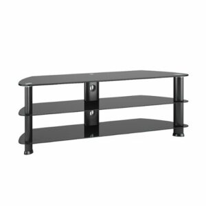 CorLiving - Black Glass Corner TV Stand, for TVs up to 65" - Satin Black