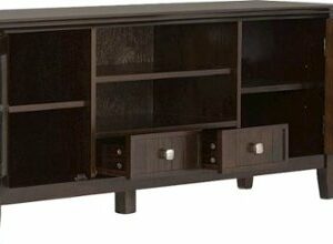 Simpli Home - Acadian TV Cabinet for Most TVs Up to 66" - Tobacco Brown