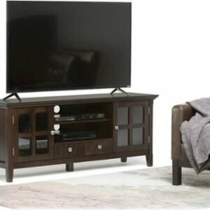 Simpli Home - Acadian TV Cabinet for Most TVs Up to 66" - Tobacco Brown