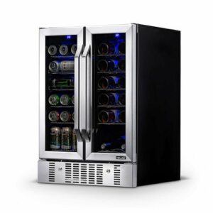 NewAir - 18-Bottle Wine and 60-Can Dual Zone Beverage Cooler - Stainless Steel