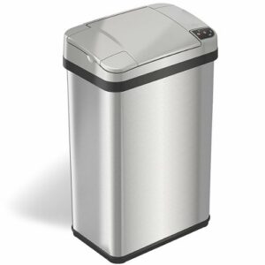 iTouchless - 4 Gallon Touchless Sensor Trash Can with AbsorbX Odor Control and Fragrance, Bathroom Garbage Bin - Stainless Steel