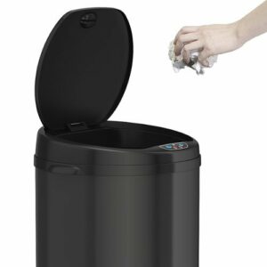 iTouchless - 13-Gal. Round Deodorizer Sensor Trash Can - Matte Black