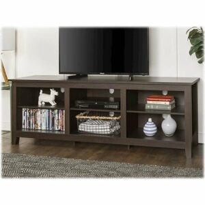 Walker Edison - Modern 70" Open 6 Cubby Storage TV Stand for TVs up to 80" - Espresso