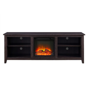 Walker Edison - 70" Open Storage Fireplace TV Stand for Most TVs Up to 80" - Espresso