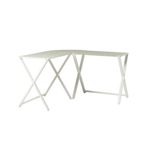 Walker Edison - 51" L-Shaped Modern Glass Computer Desk - White