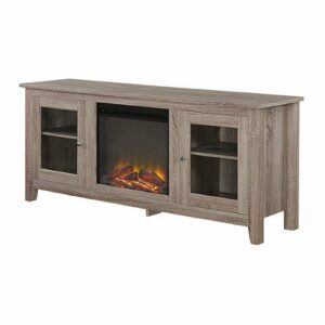 Walker Edison - 58" Transitional Two Glass Door Fireplace TV Stand for Most TVs up to 65" - Driftwood