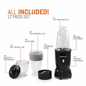 Elite Gourmet - 17 Piece Personal Drink Mixer - Black