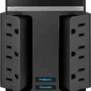 Rocketfish™ - 6 Outlet/2 USB Swivel Wall Tap 2100 Joules Surge Protector - Black