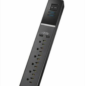 Rocketfish™ 7-Outlet/2-USB 2100 Joules Surge Protector Strip - Black