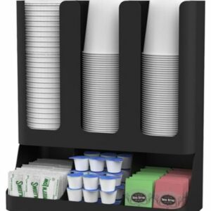 Mind Reader - Flume 6-Compartment Upright Coffee Condiment and Cups Organizer - Black