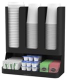 Mind Reader - Flume 6-Compartment Upright Coffee Condiment and Cups Organizer - Black