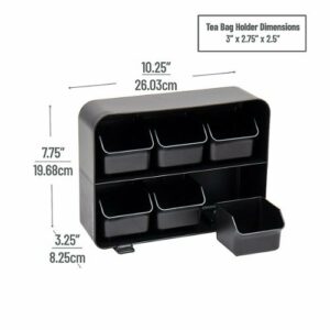 Mind Reader Tea Bag Organizer, Tea Station Organizer, Countertop Storage, Plastic, 10.25"L x 3.25"W x 7.75"H, Black - Black