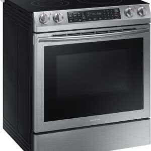 Samsung - 5.8 Cu. Ft. Electric Self-Cleaning Slide-In Range with Convection - Stainless Steel