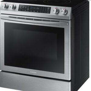 Samsung - 5.8 Cu. Ft. Electric Self-Cleaning Slide-In Range with Convection - Stainless Steel