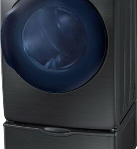 Samsung - 7.5 Cu. Ft. Stackable Gas Dryer with Steam and Sensor Dry - Black Stainless Steel