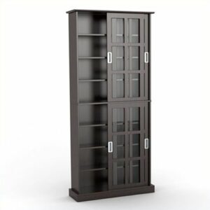 Atlantic - Windowpane 720 Media Cabinet with Sliding Glass Doors - Espresso