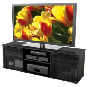 CorLiving - Holland Black Wooden TV Stand, for TVs up to 75" - Ravenwood Black