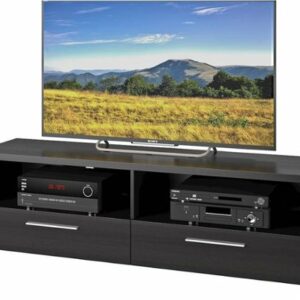 CorLiving - Fernbrook TV Stand with Drawers, for TVs up to 75" - Black Faux Wood Grain