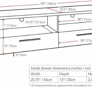 CorLiving - Fernbrook TV Stand with Drawers, for TVs up to 75" - Black Faux Wood Grain