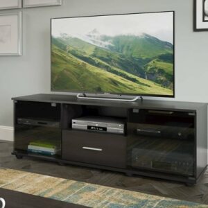 CorLiving - Fernbrook TV Stand, for TVs up to 75" - Black Faux Wood Grain