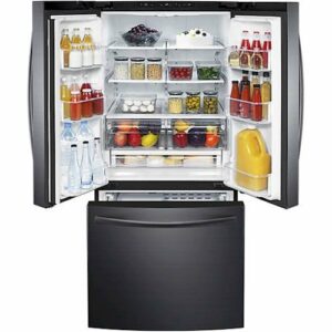 Samsung - 30" Wide, 22 cu. ft. French Door  Fingerprint Resistant Refrigerator - Black Stainless Steel