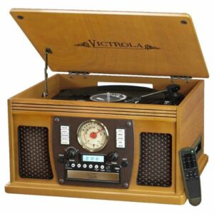 Victrola - Navigator 8-in-1 Classic Bluetooth Record Player with Turntable - Oak