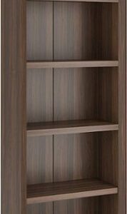 CorLiving - Quadra 4-Shelf Floor-Standing Bookcase - Walnut